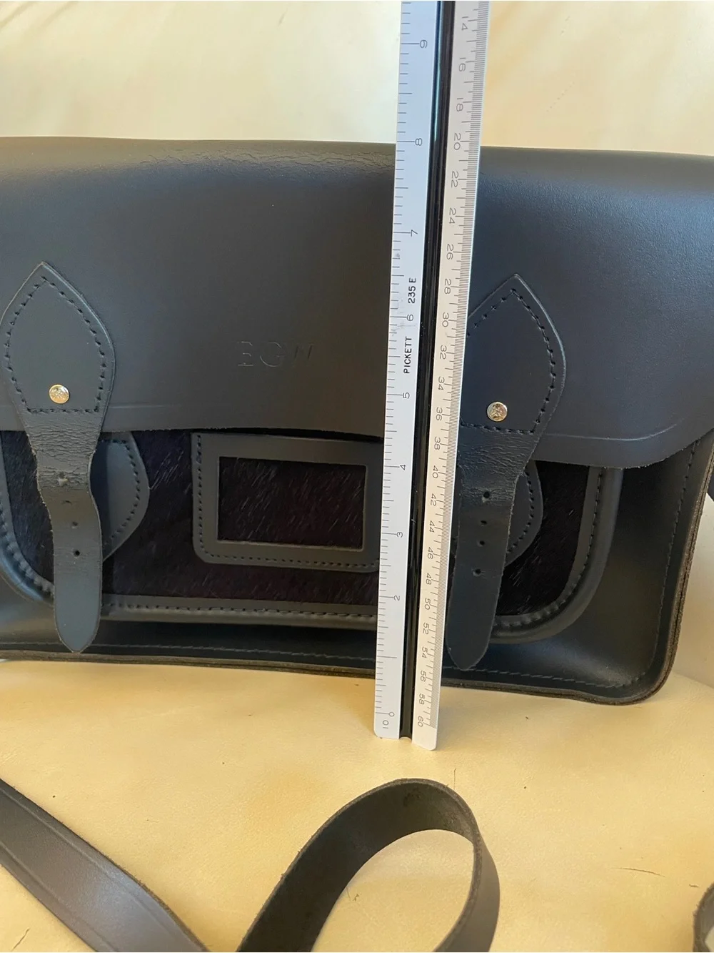 🇬🇧 The Cambridge Satchel Company-Black Leather and Calf Skin Messenger Bag